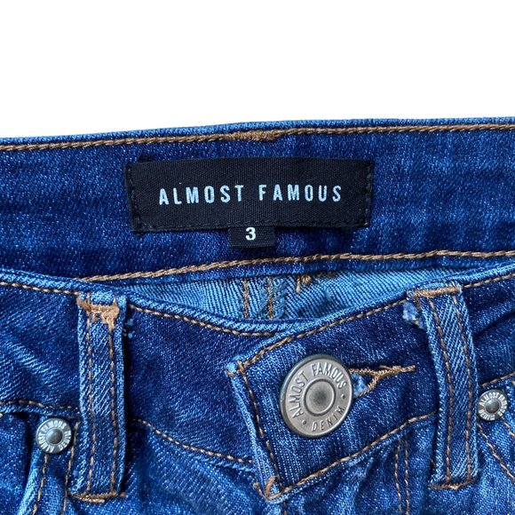 Almost Famous Flare Jeans Distressed Holey Raw Hem Hippie Boho Retro Grunge-3 - Picture 7 of 15